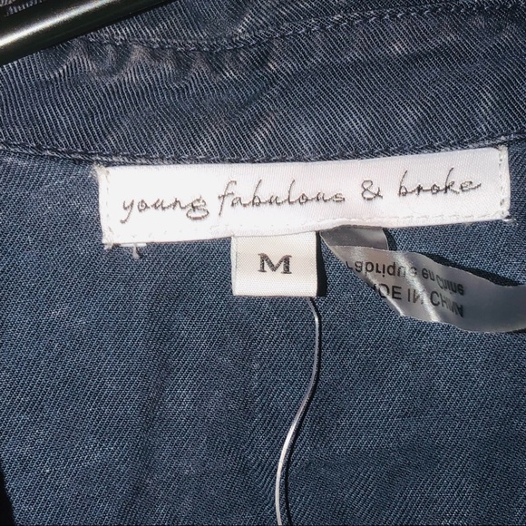 Young Fabulous & Broke Blue Tencel Shirt Dress Long Sleeve Size M - Picture 8 of 14